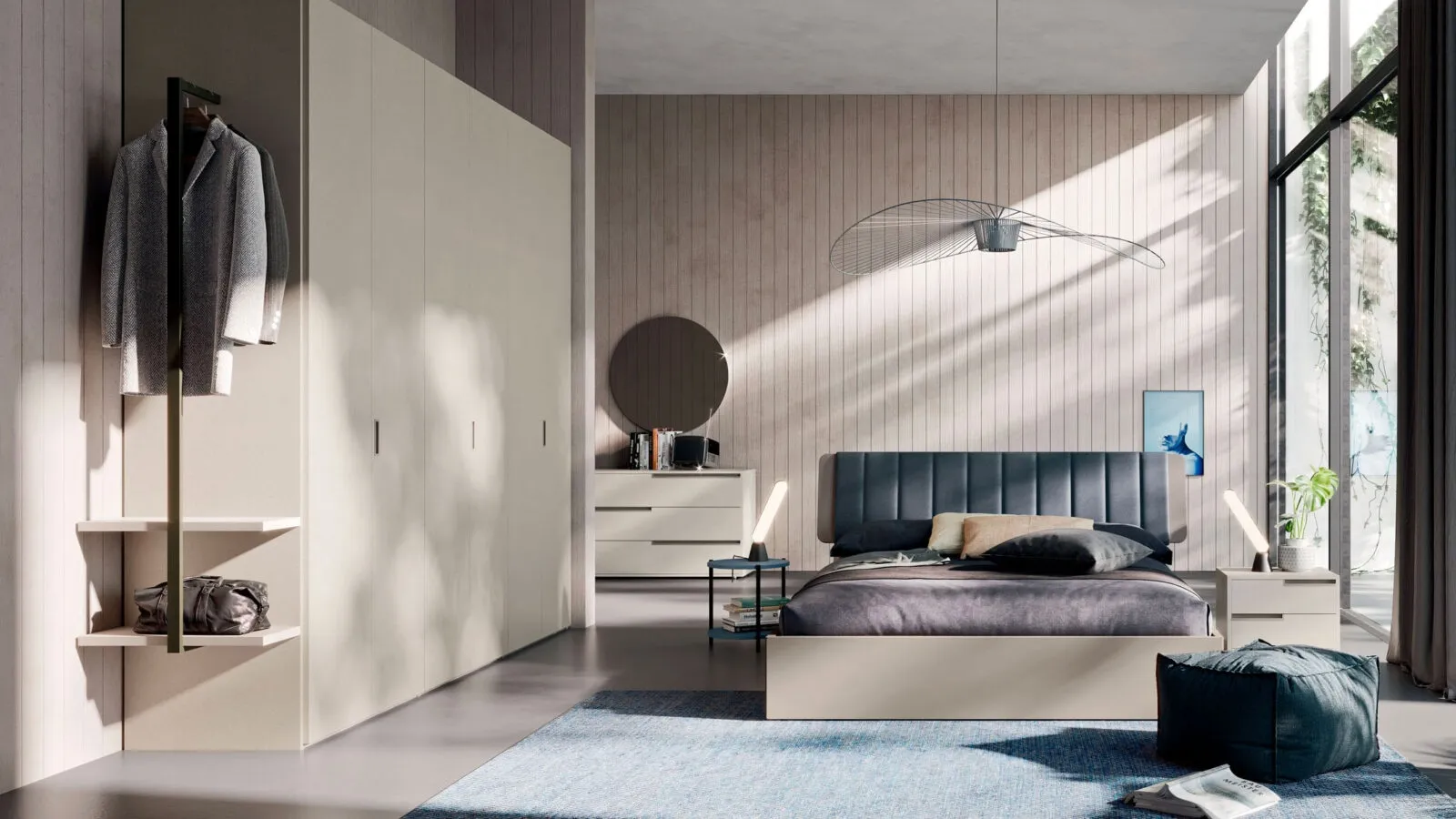 Bed with upholstered fabric headboard Dofia by Orme