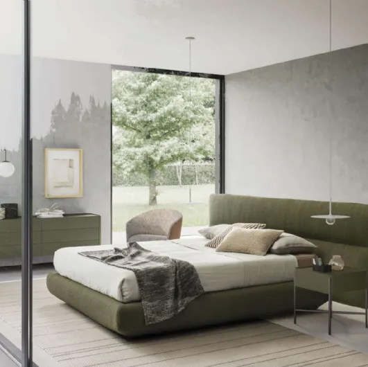 Bed with Dolly Rose headboard by Presotto