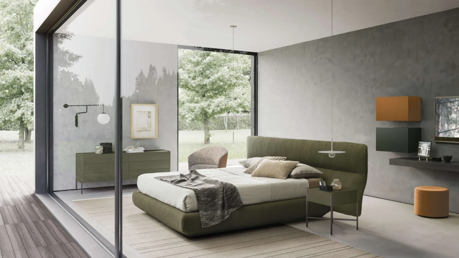Bed with Dolly Rose headboard by Presotto