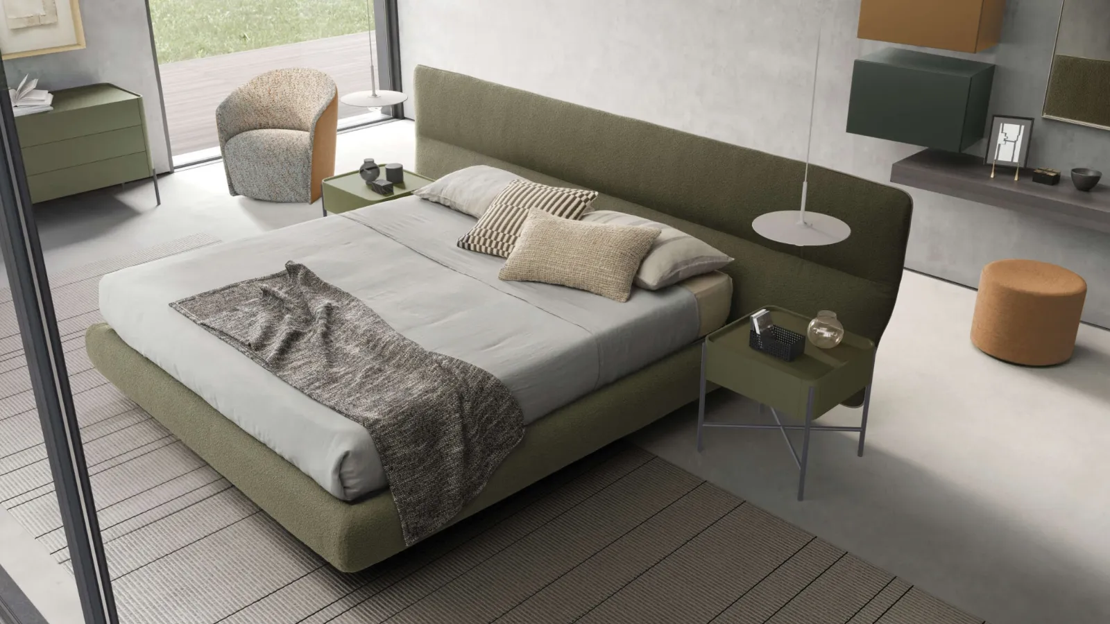 Bed with Dolly Rose headboard by Presotto.