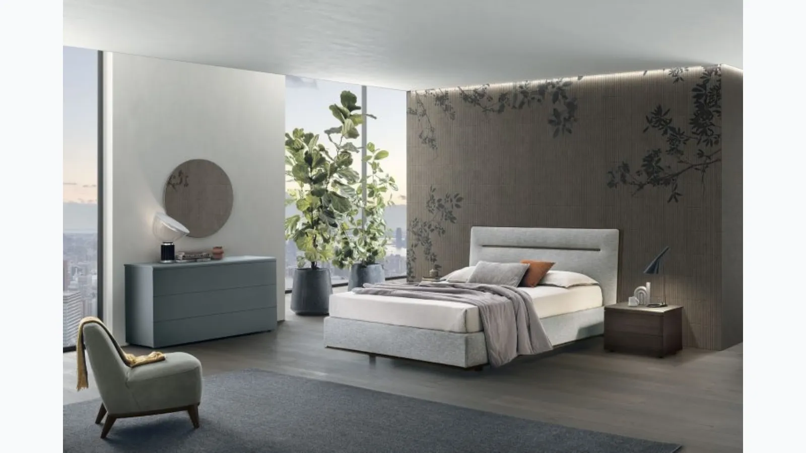 Dorian upholstered bed by Tomasella.
