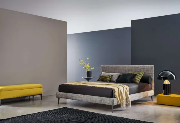 Fabric bed with Dread headboard by Twils.