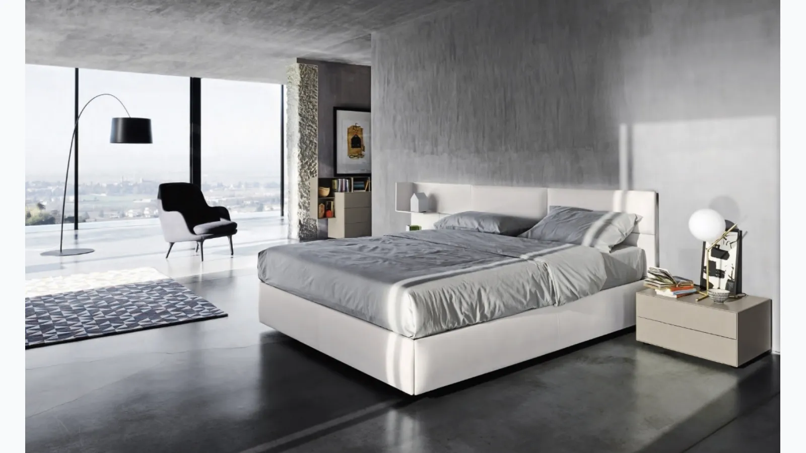 Eclectic upholstered bed by Sangiacomo