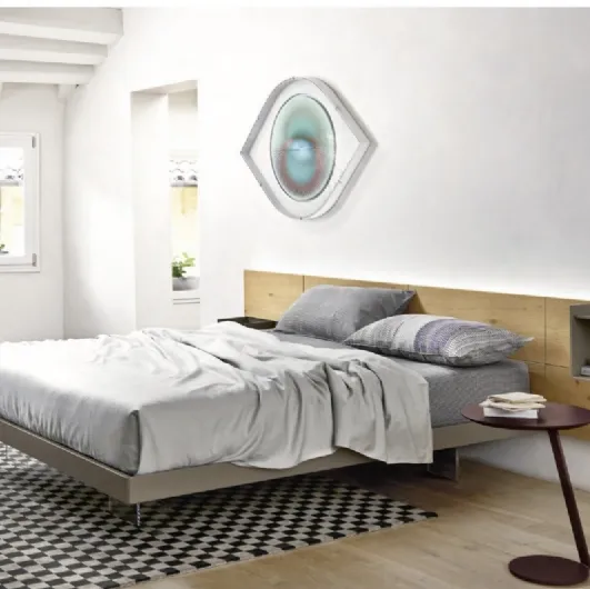 Ecletto bed with Oak headboard by Sangiacomo.
