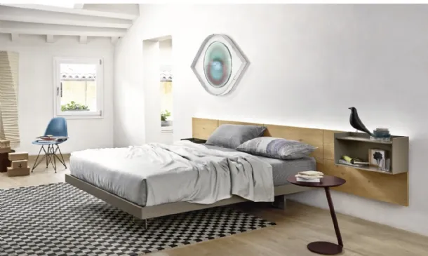 Ecletto bed with Oak headboard by Sangiacomo.