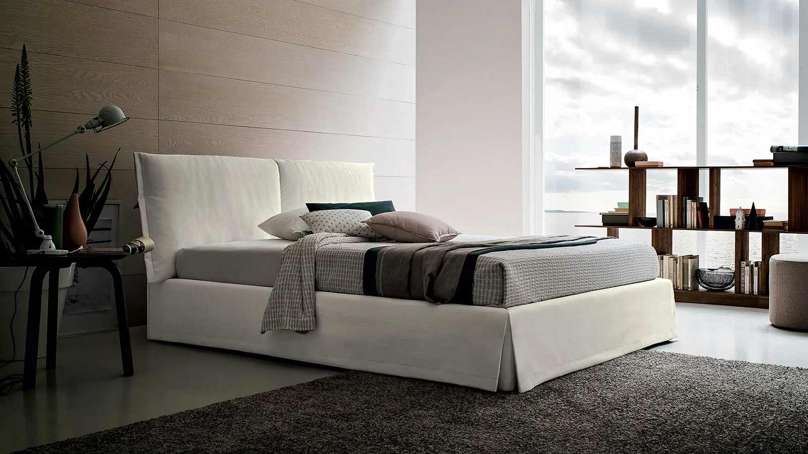 Fabric bed with padded headboard Emily by Felis