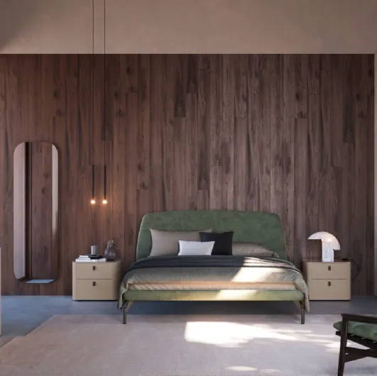 Gaia Night 32 bed in fabric with Orme headboard