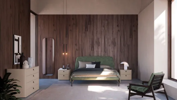 Gaia Night 32 bed in fabric with Orme headboard