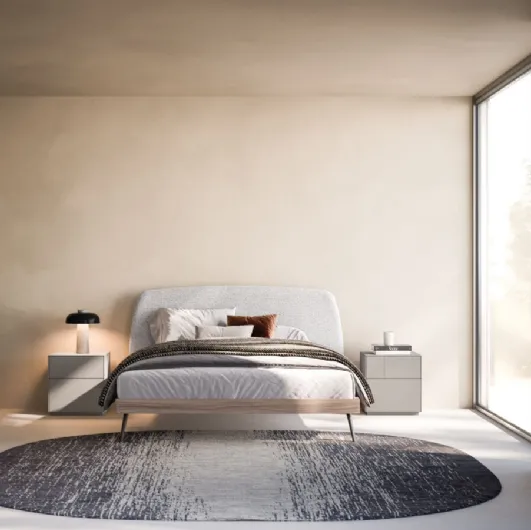 Gaia Night 33 Bed with upholstered fabric headboard by Orme.