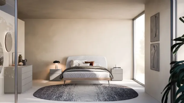 Gaia Night 33 Bed with upholstered fabric headboard by Orme.
