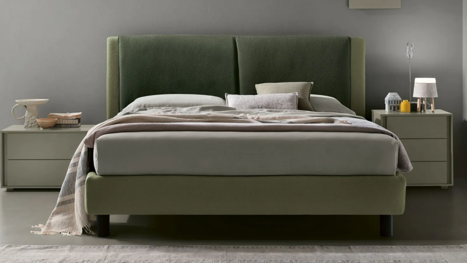 Tomasella's upholstered fabric Gemini bed