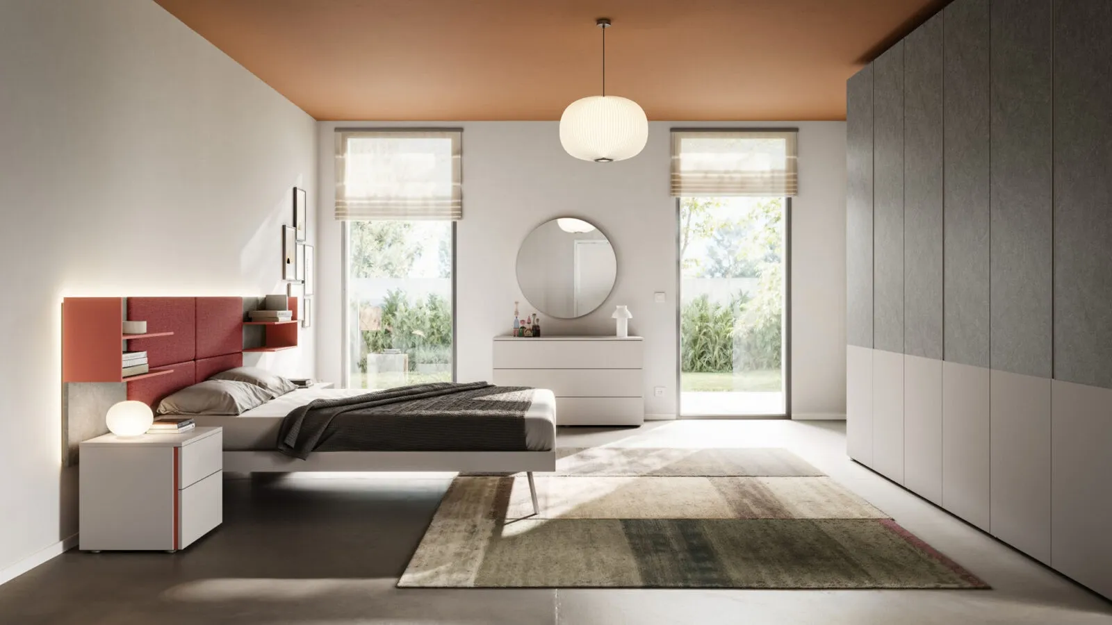 Double bed Giako Basic 14 with Orme fabric headboard.