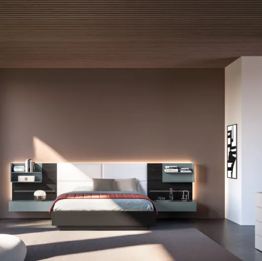 Giako Night 07 bed in material and fabric by Orme.