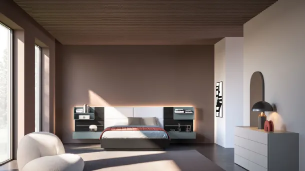 Giako Night 07 bed in material and fabric by Orme.