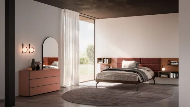 Giako Night 08 bed in lacquered wood and fabric by Orme