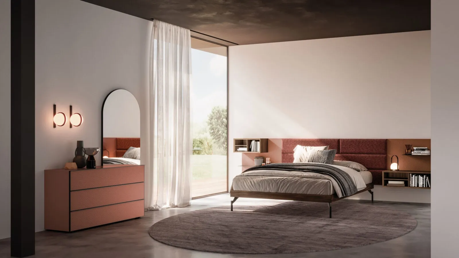 Giako Night 08 bed in lacquered wood and fabric by Orme