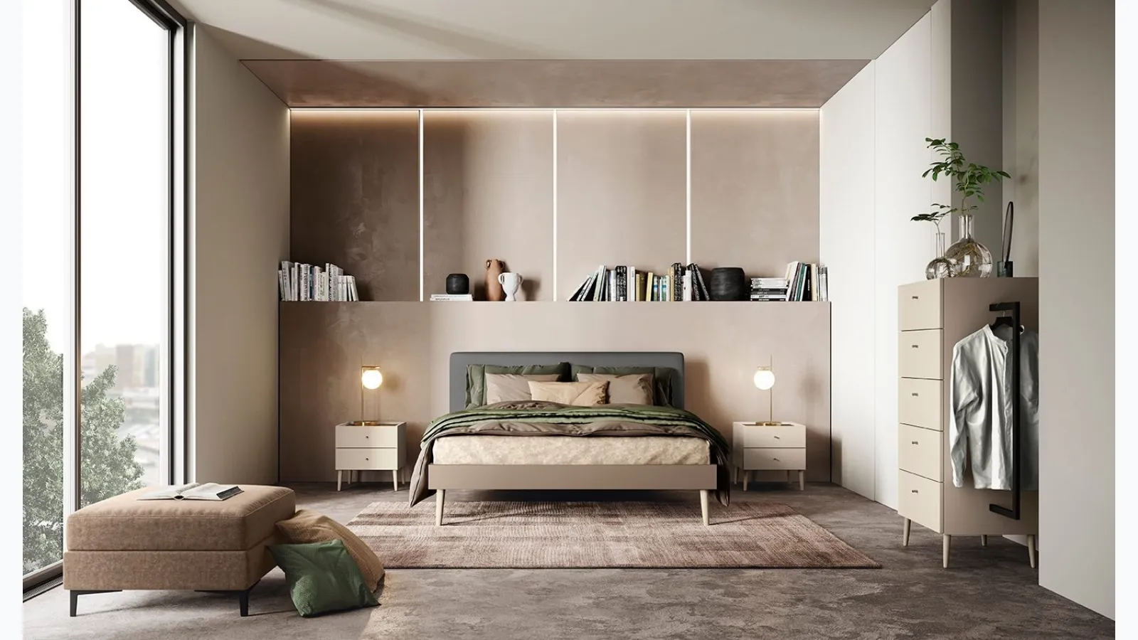 Bed with Golf Cosy headboard by Colombini Casa