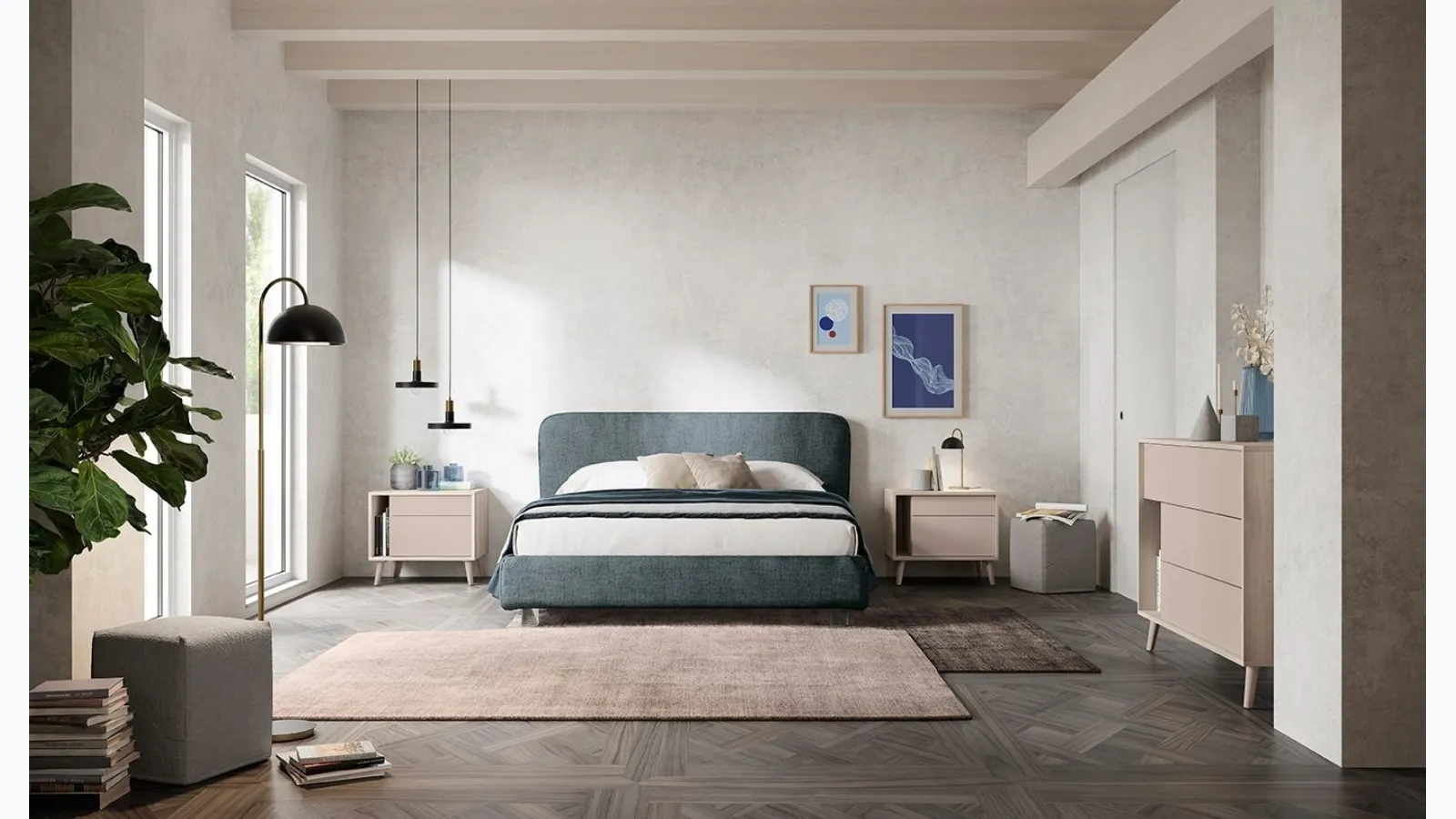 Upholstered fabric bed Golf Reverso by Colombini Casa.