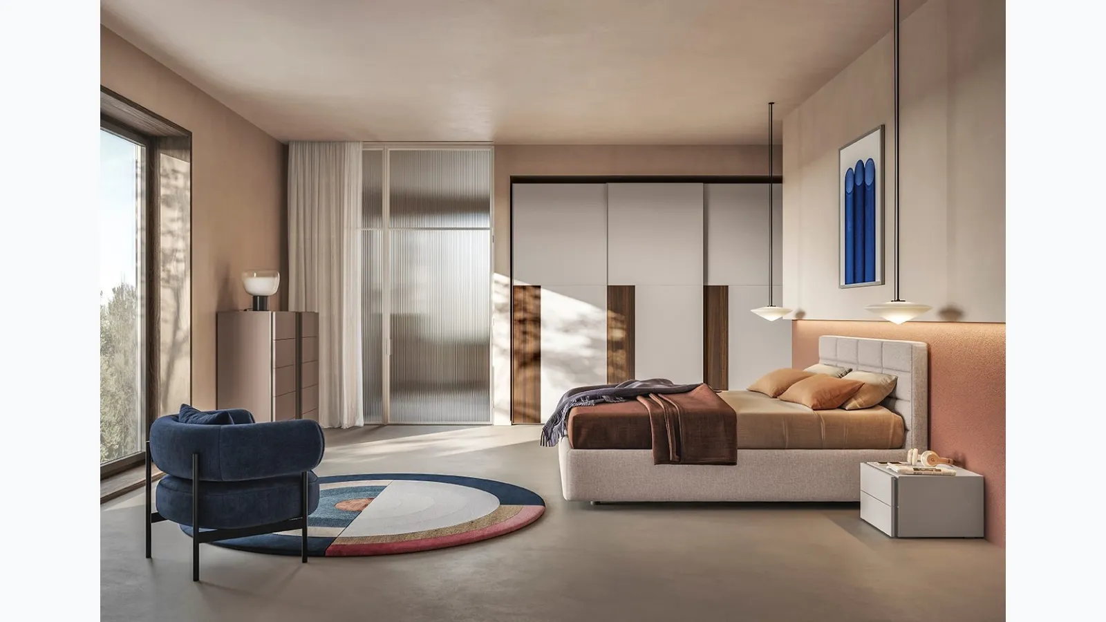 Bed with Golf Time headboard by Colombini Casa.