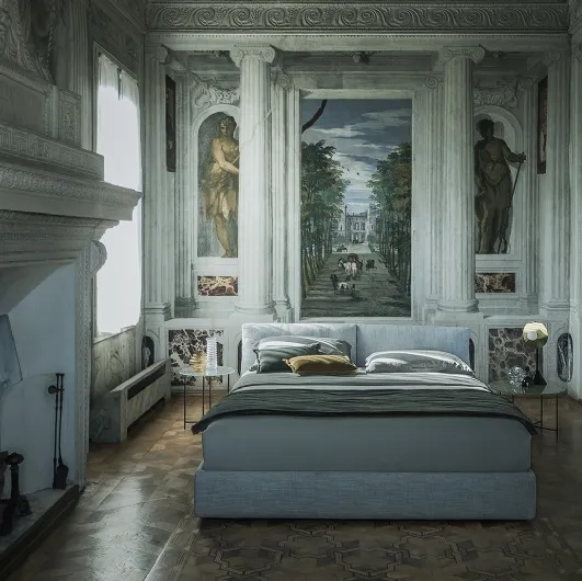 Double bed in fabric with adjustable headboard Hab by Desirèe