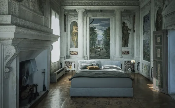 Double bed in fabric with adjustable headboard Hab by Desirèe