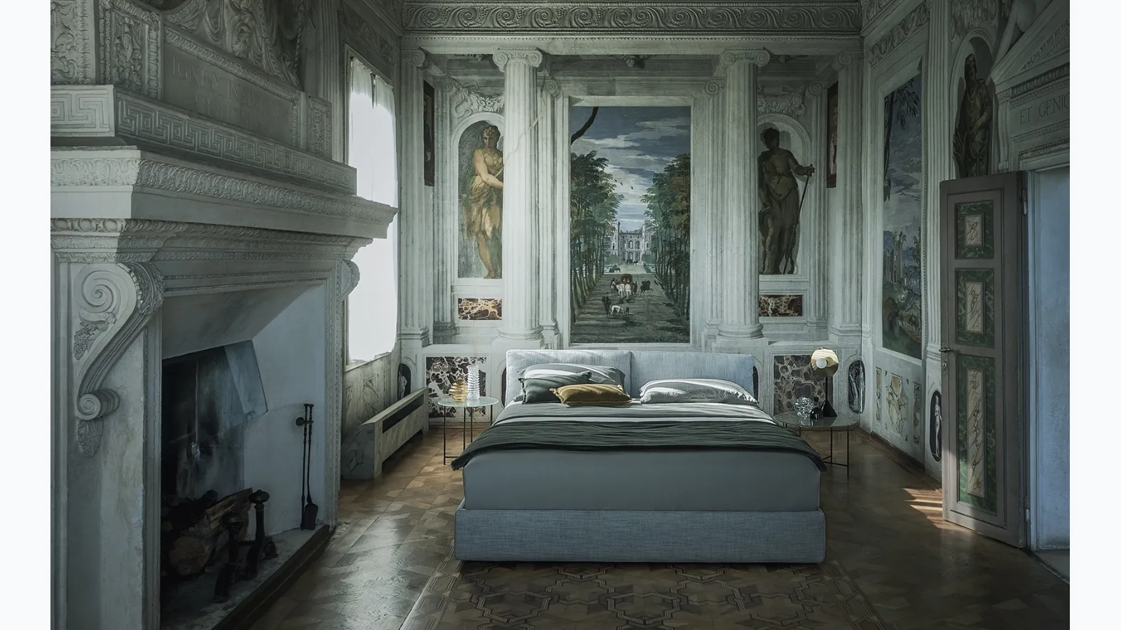 Double bed in fabric with adjustable headboard Hab by Desirèe