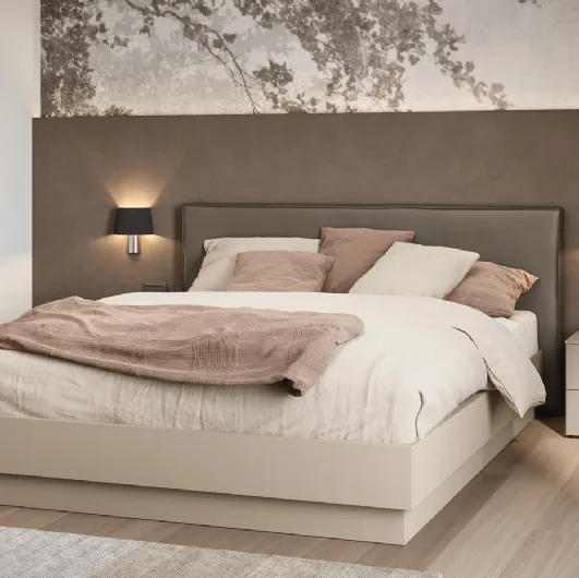 Double bed with headboard covered in eco-leather Isla by Cinquanta3