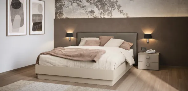 Double bed with headboard covered in eco-leather Isla by Cinquanta3