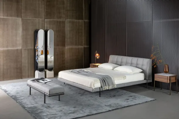 James double bed in padded fabric by Bonaldo