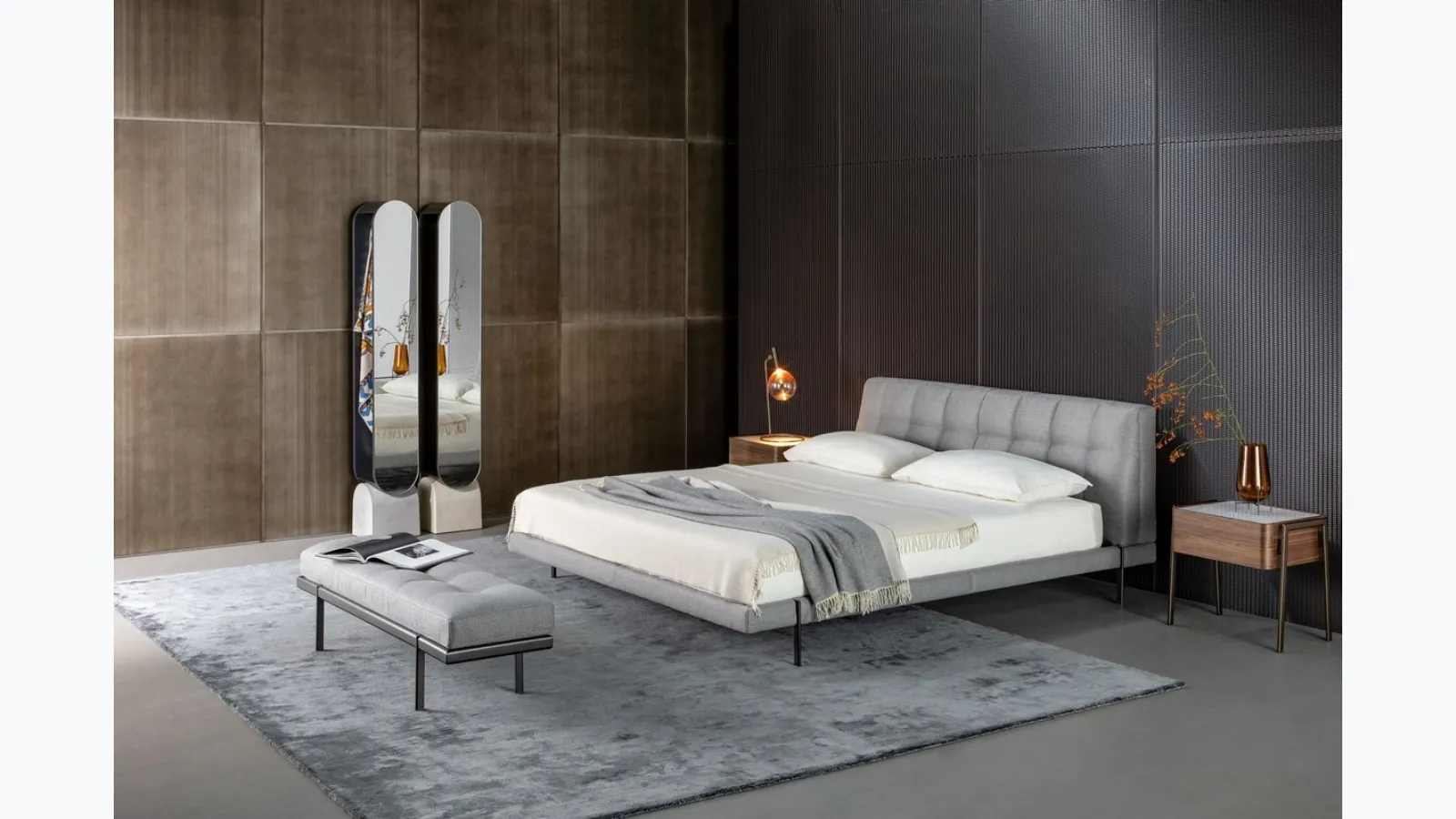 James double bed in padded fabric by Bonaldo