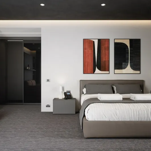 Double bed in eco-leather with Jerez headboard by Cinquanta3.