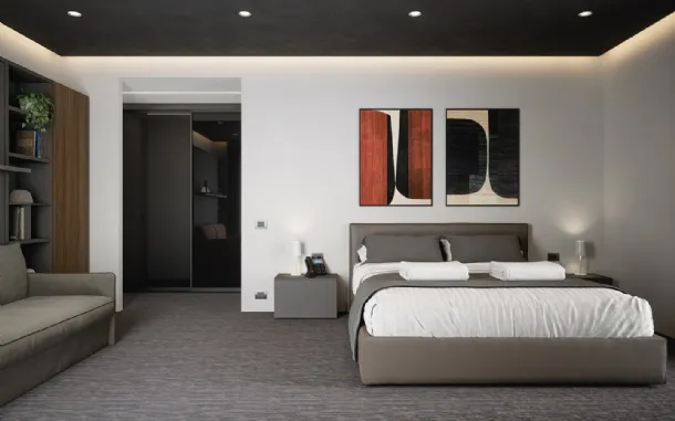 Double bed in eco-leather with Jerez headboard by Cinquanta3.