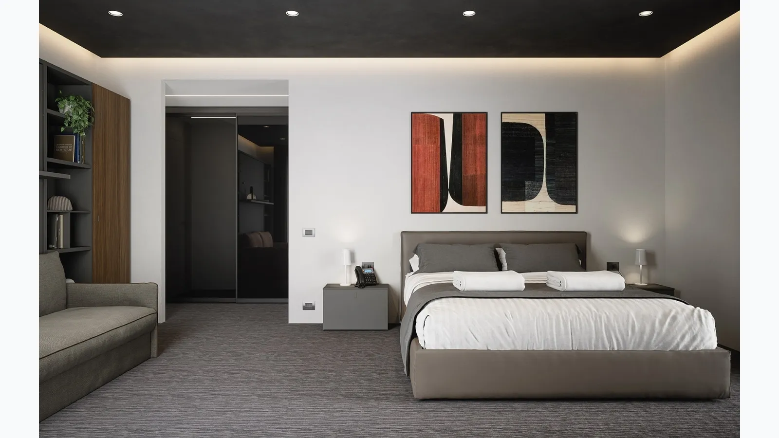 Double bed in eco-leather with Jerez headboard by Cinquanta3.