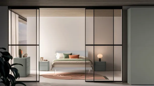 Bed Larissa Night 23 in matte lacquered Orme Feather