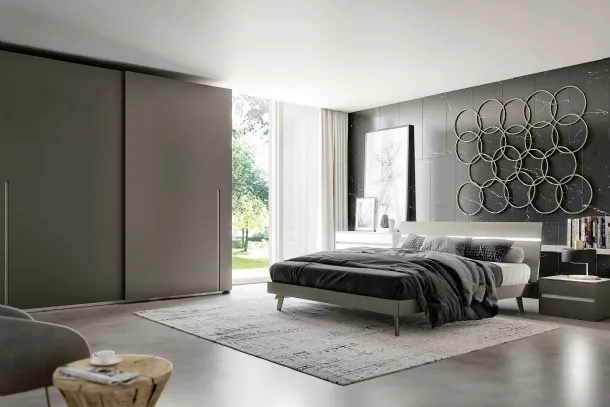 Bed with illuminated headboard Line Led by S75
