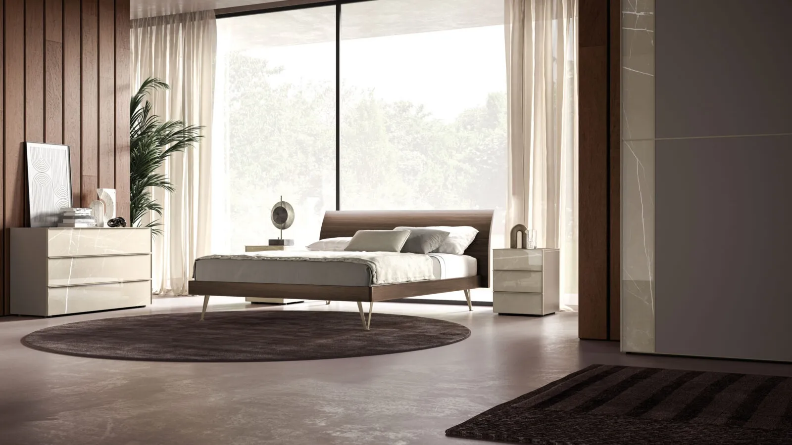 Night Loge Bed 34 in Cotto Orme material