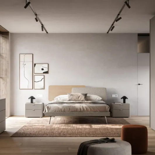 Double bed Loli Night 18 upholstered in textured fabric Arena by Orme