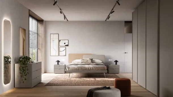 Double bed Loli Night 18 upholstered in textured fabric Arena by Orme