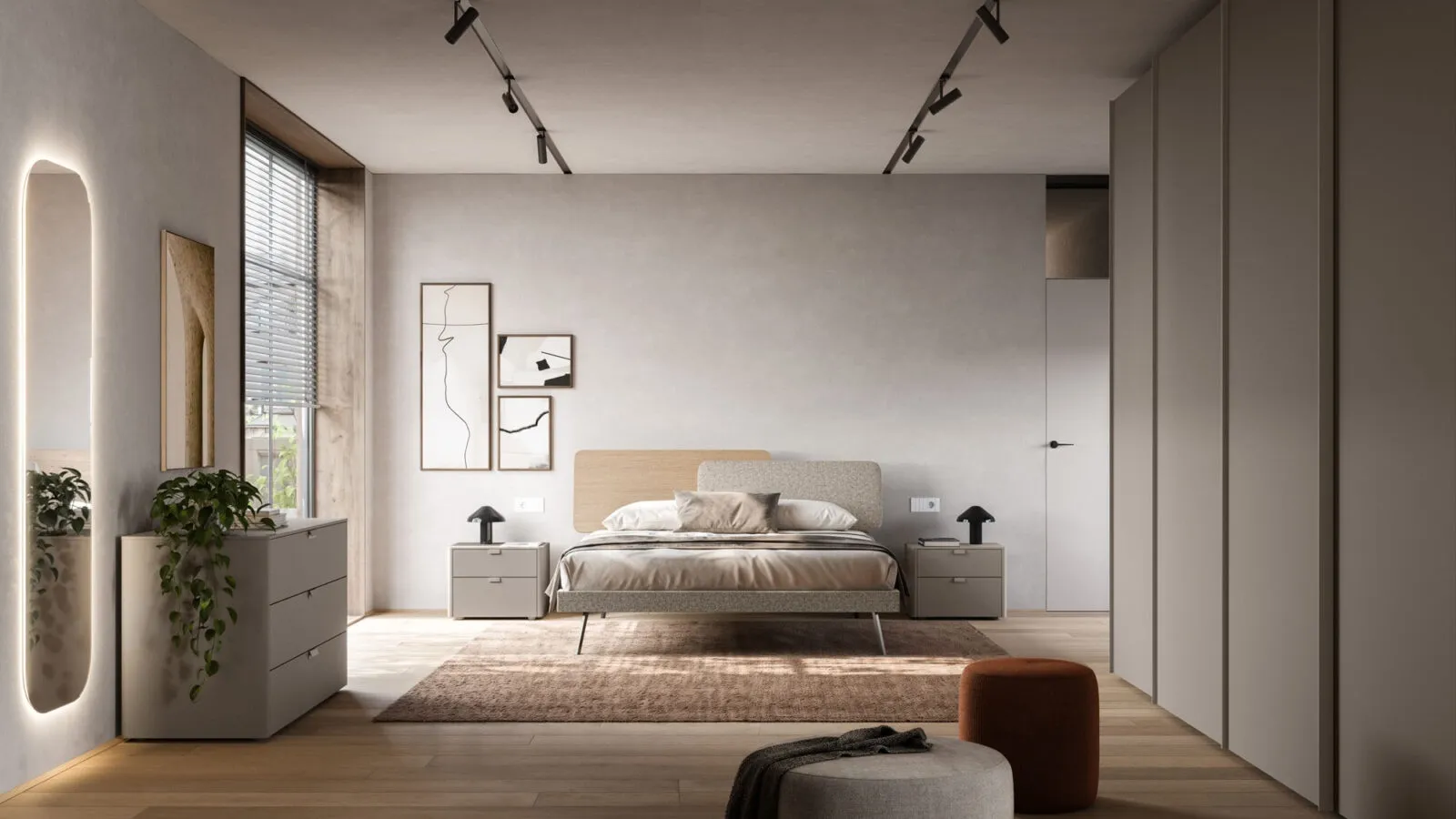 Double bed Loli Night 18 upholstered in textured fabric Arena by Orme