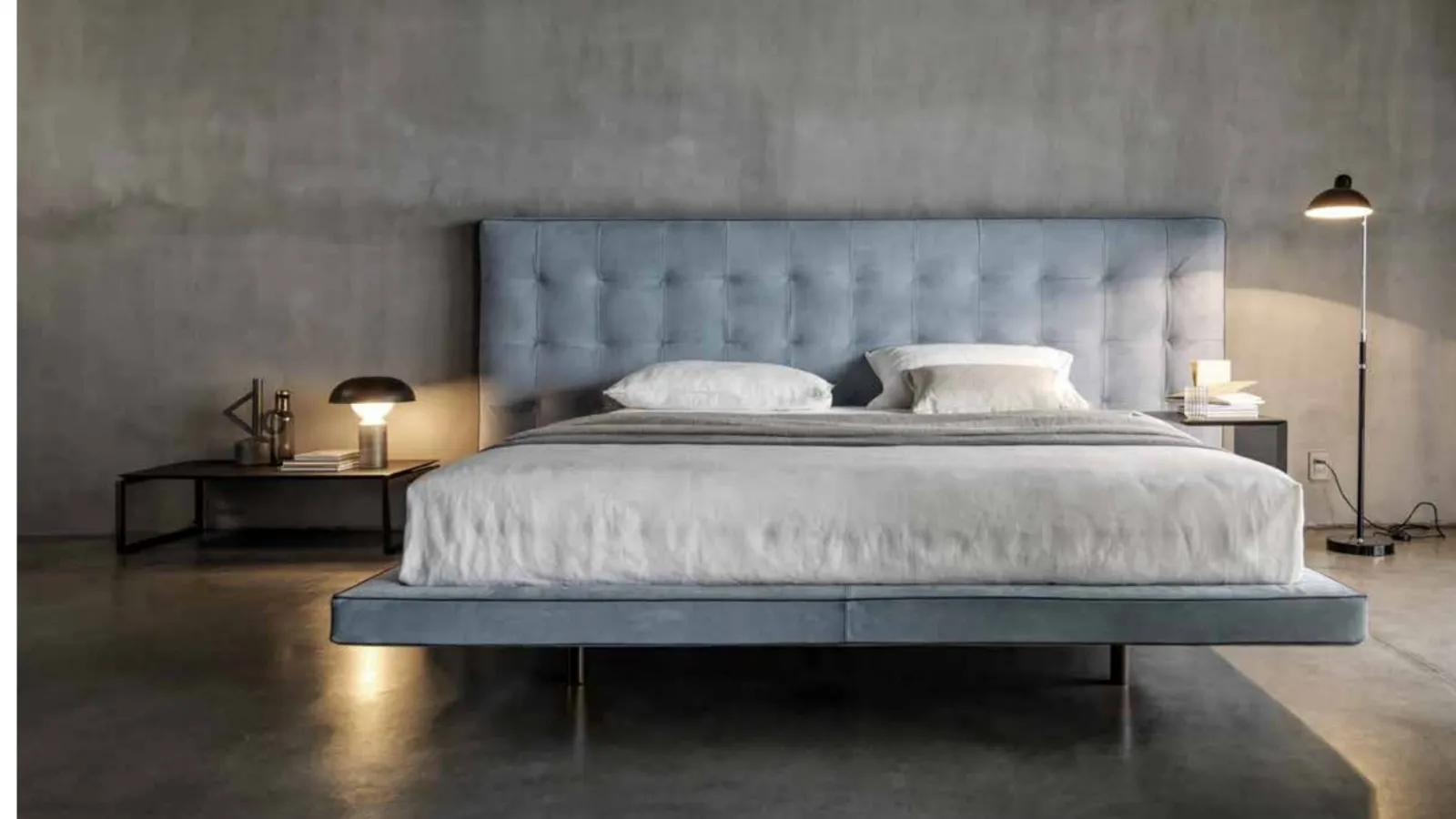 Fabric bed with quilted headboard Ludwig by Desirèe.