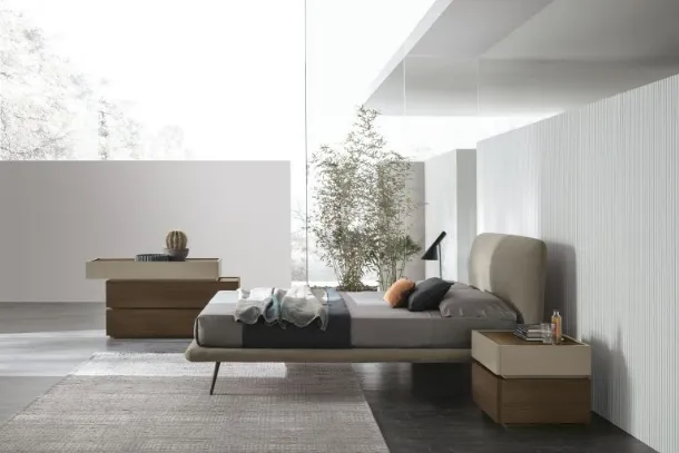 Double bed with Luna headboard by Tomasella.