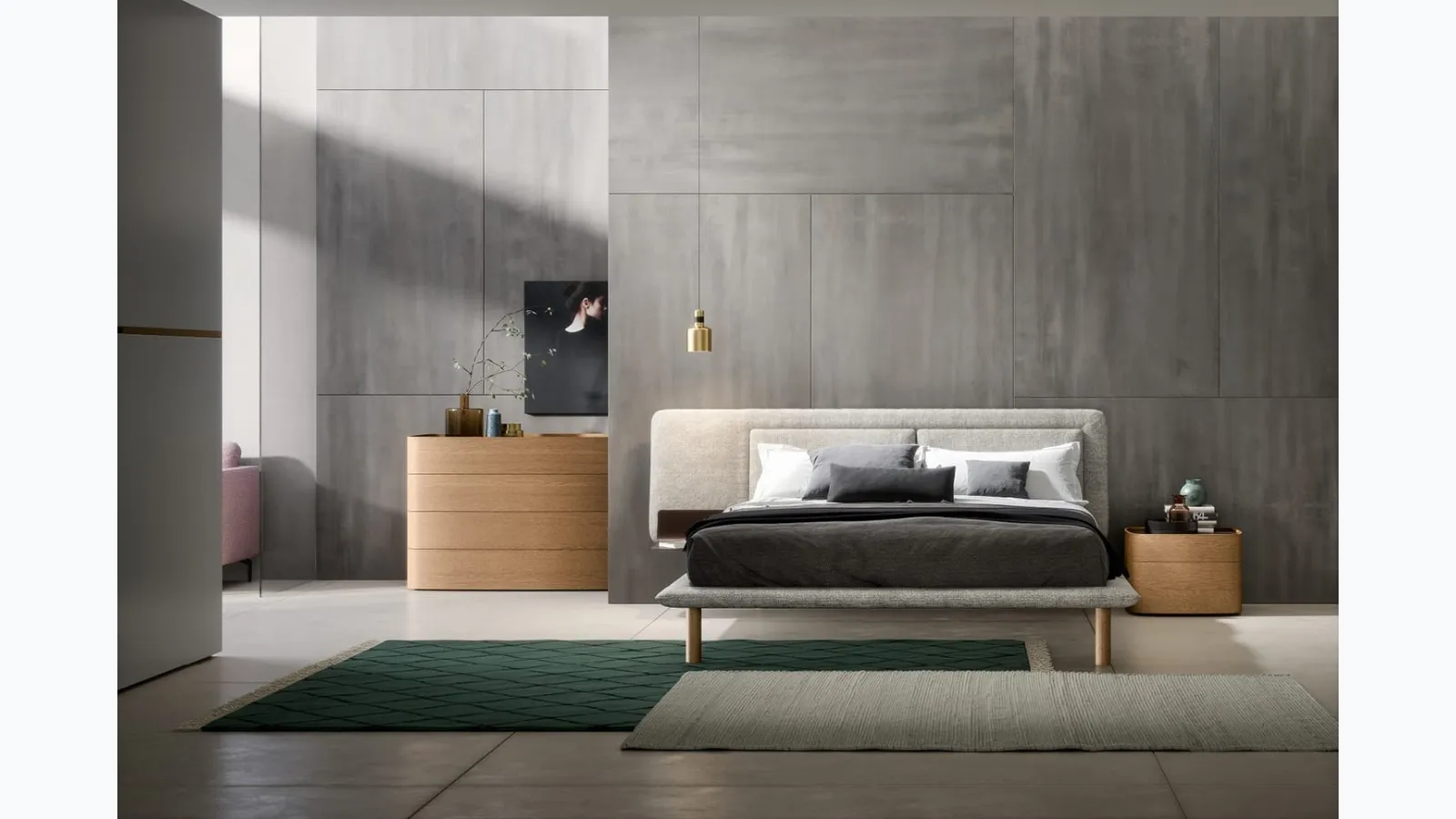 Matisse bed in padded fabric by Novamobili