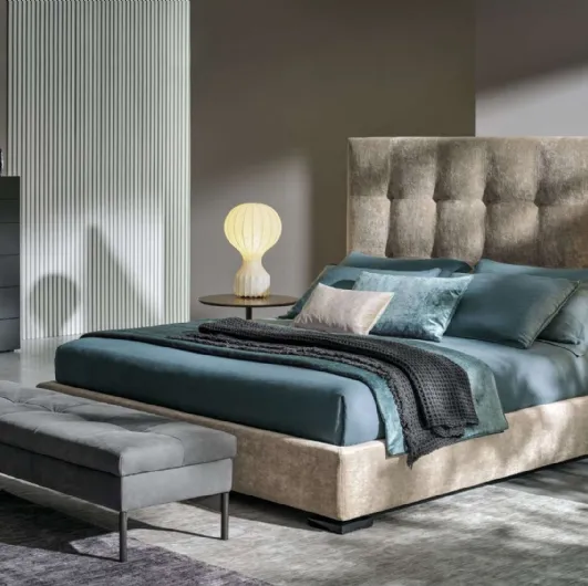 Bed with Max Capitonné High Headboard by Twils.