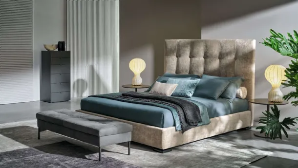 Bed with Max Capitonné High Headboard by Twils.