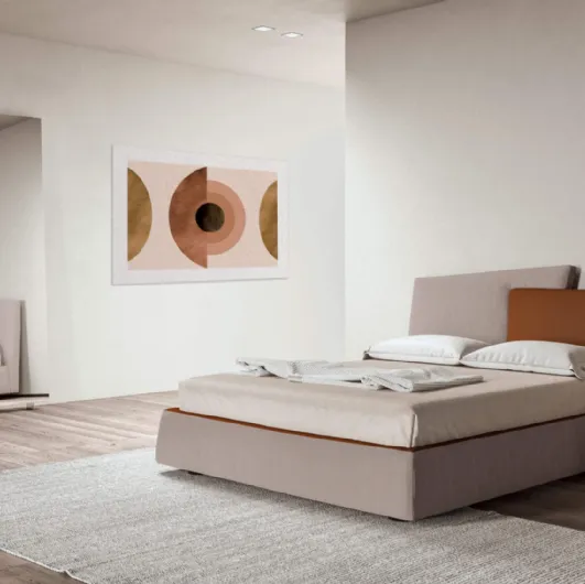 Bed with padded fabric headboard Meeting up by Presotto