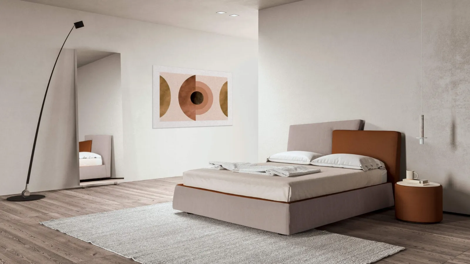 Bed with padded fabric headboard Meeting up by Presotto