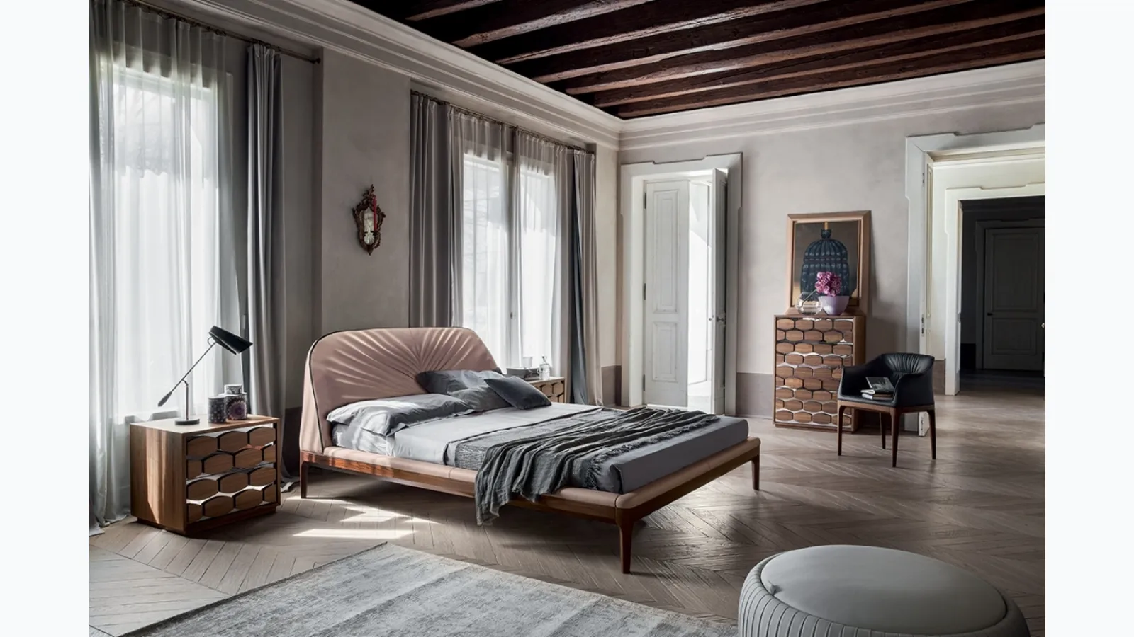 Michelangelo bed with a headboard by Tonin Casa.