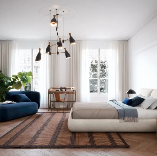 Novamobili's Midnight bed in upholstered fabric.