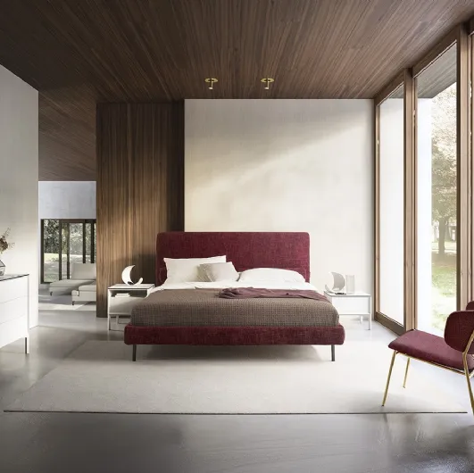 Bed with Mies headboard by Calligaris