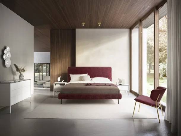 Bed with Mies headboard by Calligaris
